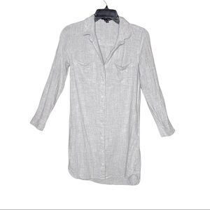 Velvet Heart Cashmere Roll-Tab Button Up Tunic Shirt Dress